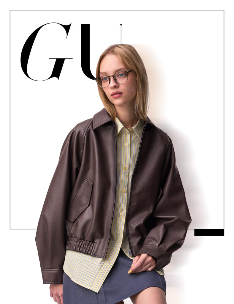 Faux Leather Harrington Jacket by GU