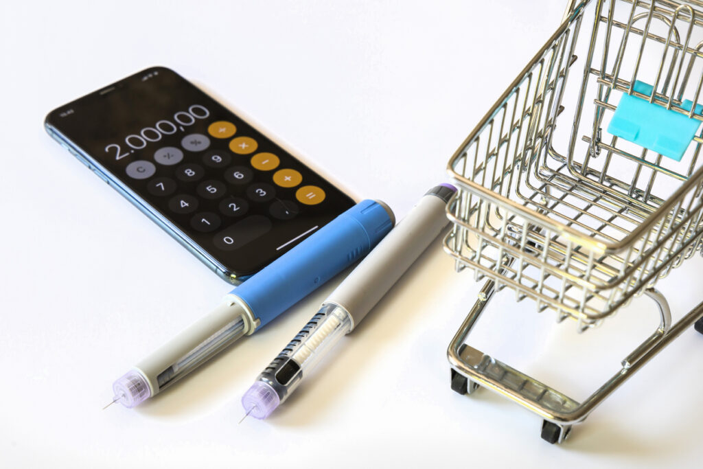 Insulin injection pen or insulin cartridge pen for diabetics. Medical equipment for diabetes parients.